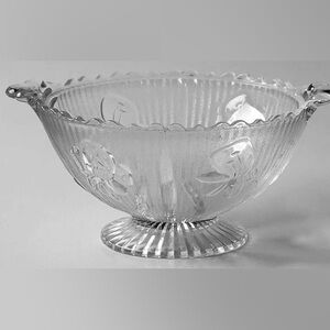 Jeanette Glass Vintage Iris And Herringbone Glass Footed Candy Bowl